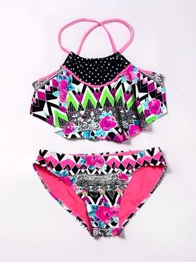 NWT JUSTICE Girls Swimsuit Tankini Swim Tank Bikini 12 14 16 18 PLUS Size Pink